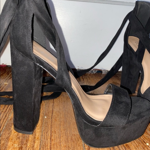 Boohoo, Black, Size 9, 5.5 inch Lace-up Platform Heels - Picture 5 of 7